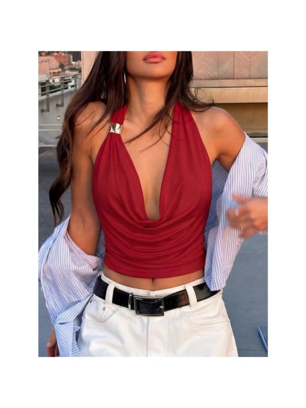 Halter Neck Ruched Tank - Picture 11 of 12